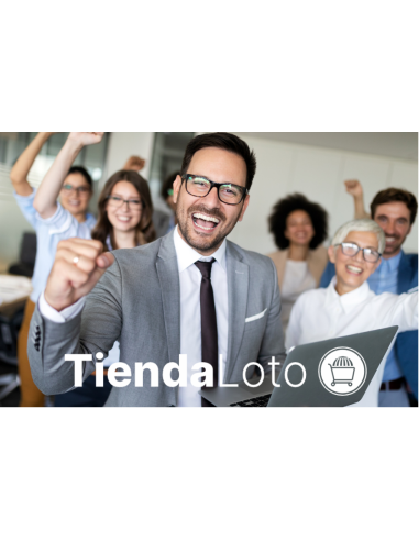 Administrador de lotería celebrando con TiendaLoto