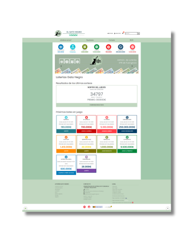 Ejemplo de página de inicio de una web TiendaLoto+