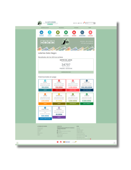 Ejemplo de página de inicio de una web TiendaLoto+