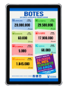 LotoPoint Tablet 14 de ASG mostrando carteles de botes de lotería