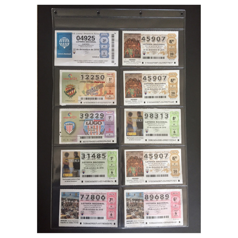 Fundas para 10 décimos y/o tickets transparentes
